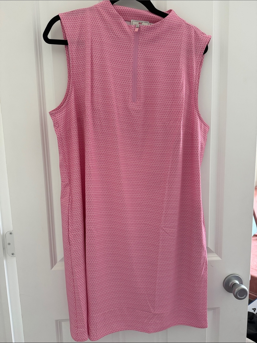 Vineyard Vine Sleeveless Golf Dress with Shorts in Pink Cloud Forest Geo
